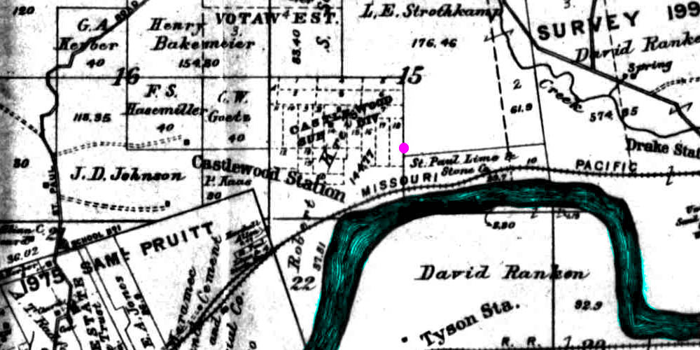detail 1909 map, Castlewood, Missouri
