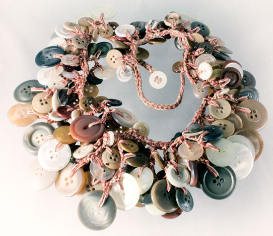 crocheted button necklace